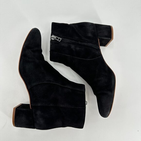 Madewell Black Suede Jada Chunky Block Heel Leather Boho Classic 7.5 Ankle Boot - Picture 3 of 9